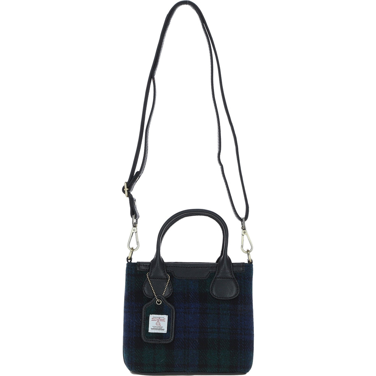 Leather & Harris Tweed Small Grab Bag – Black / Watch, view 1