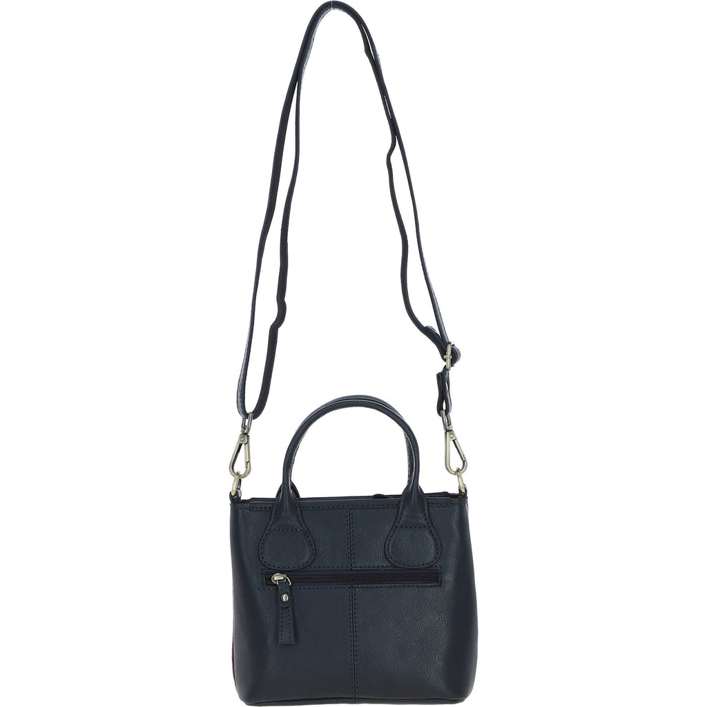 Leather & Harris Tweed Small Grab Bag – Navy / Pink, view 3