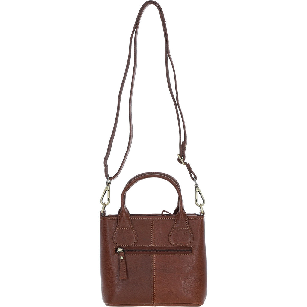 Leather & Harris Tweed Small Grab Bag – Tan / Light Blue, view 3