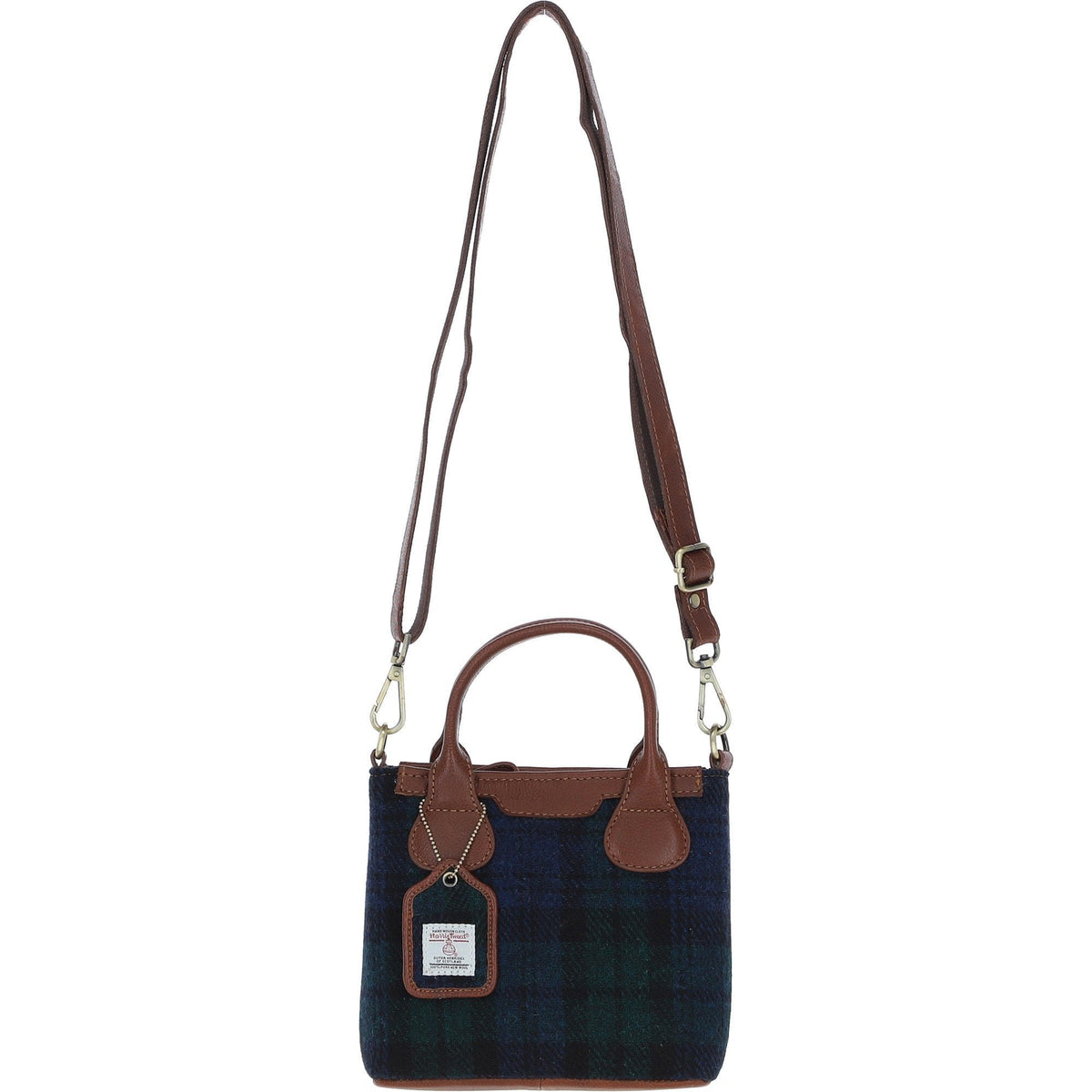 Leather & Harris Tweed Small Grab Bag – Tan / Watch, view 1