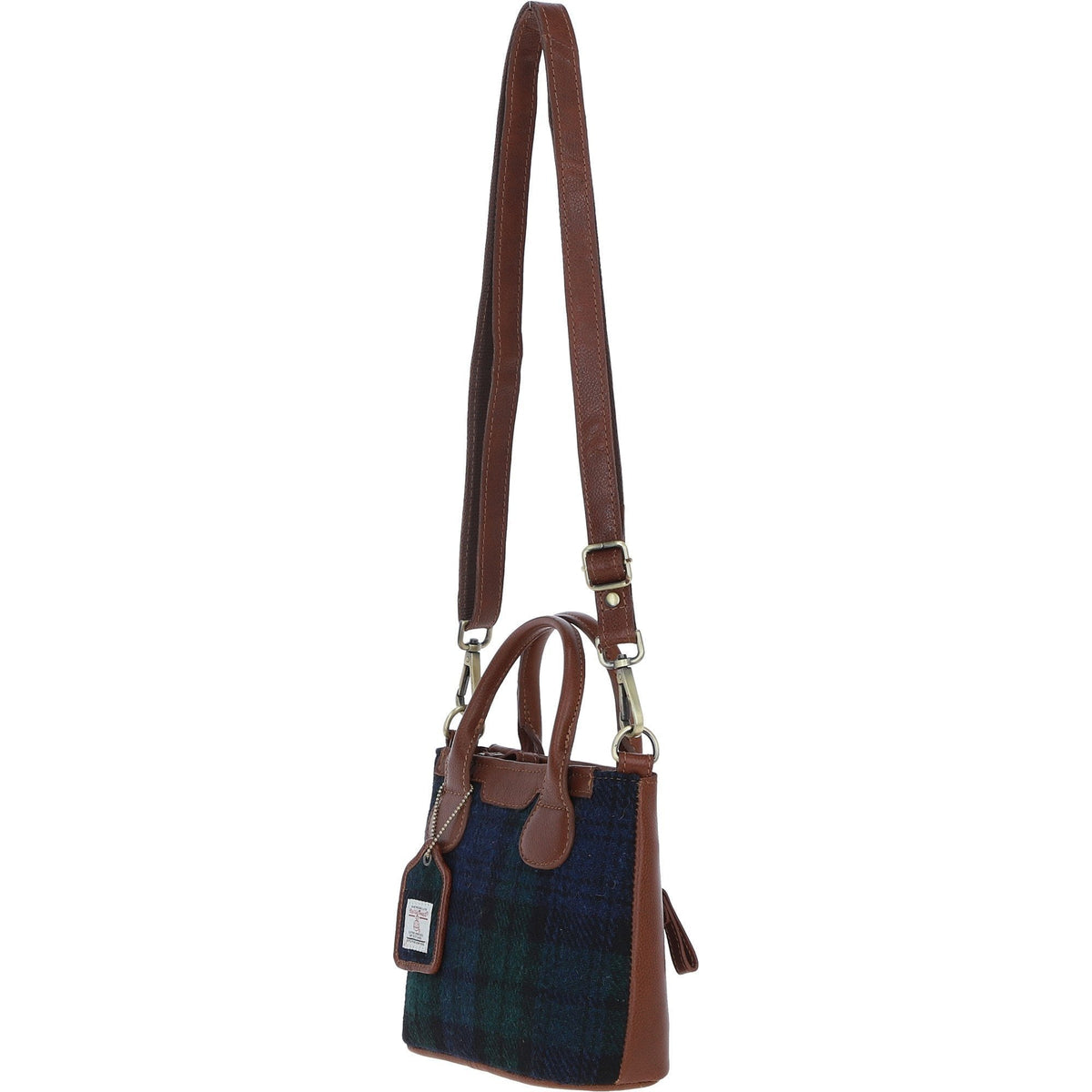 Leather & Harris Tweed Small Grab Bag – Tan / Watch, view 2
