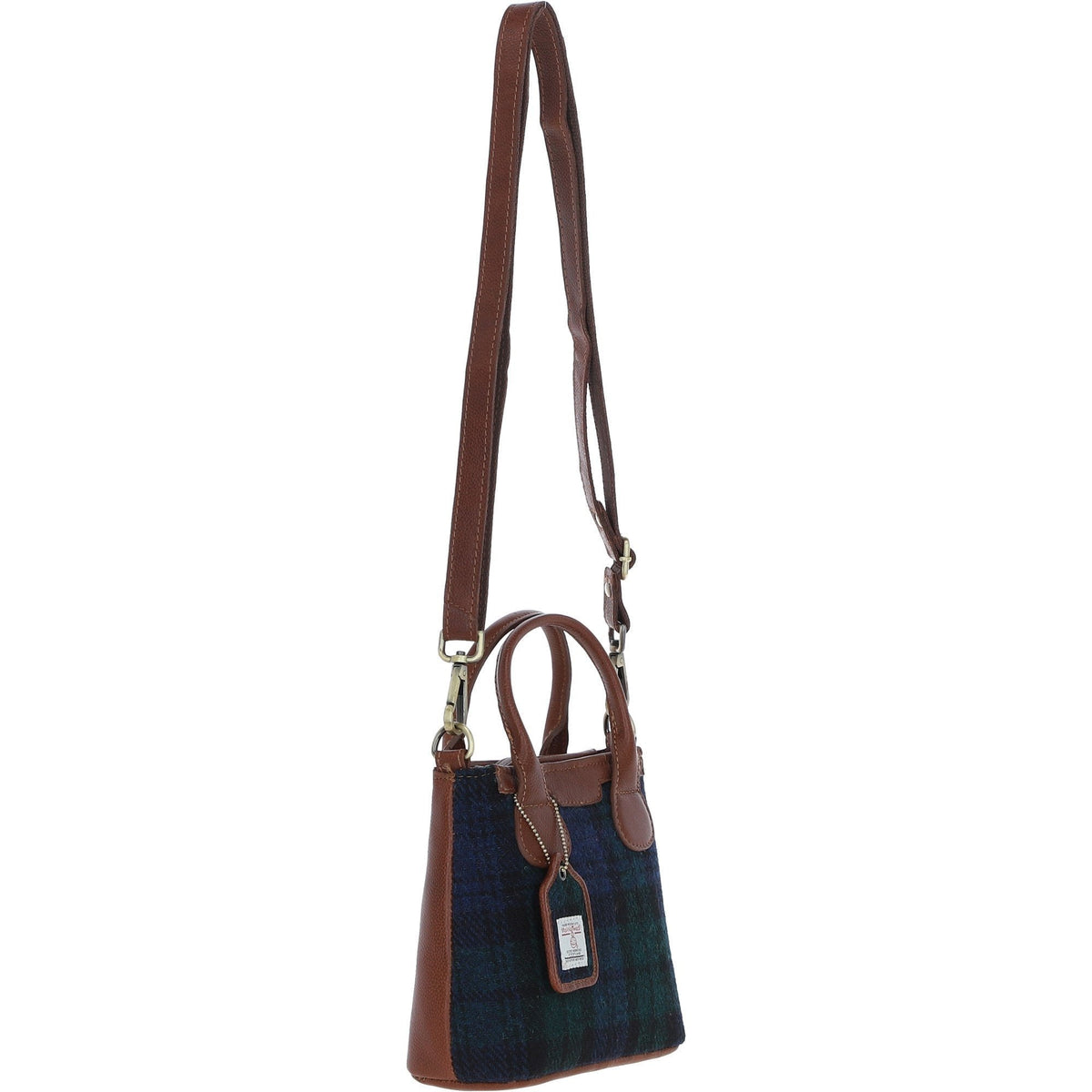 Leather & Harris Tweed Small Grab Bag – Tan / Watch, view 4