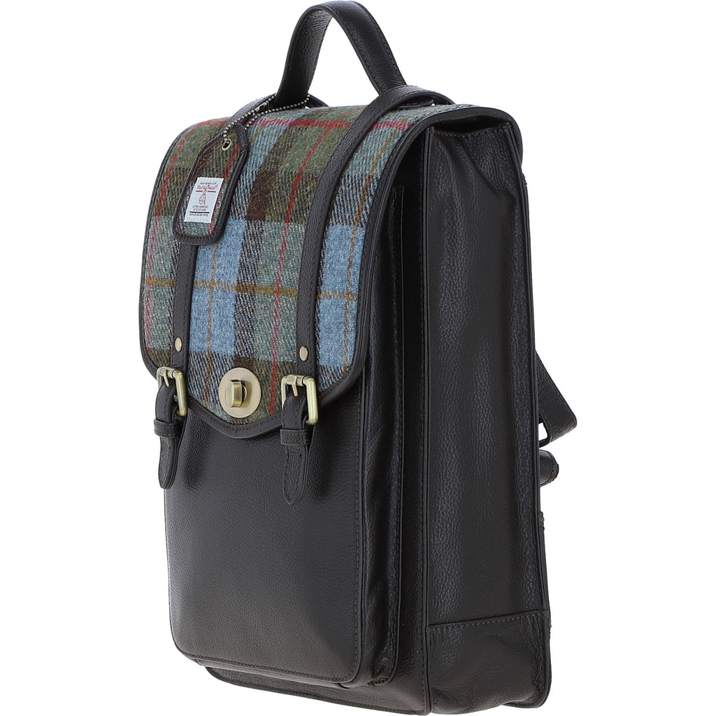 Leather & Harris Tweed Large Twist Lock Backpack – Brown / Macleod, view 2
