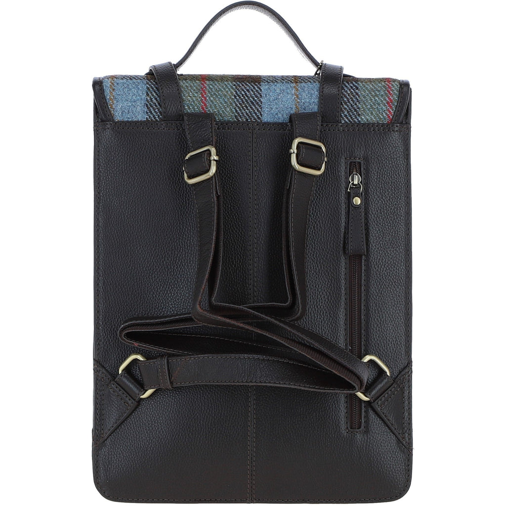 Leather & Harris Tweed Large Twist Lock Backpack – Brown / Macleod, view 3