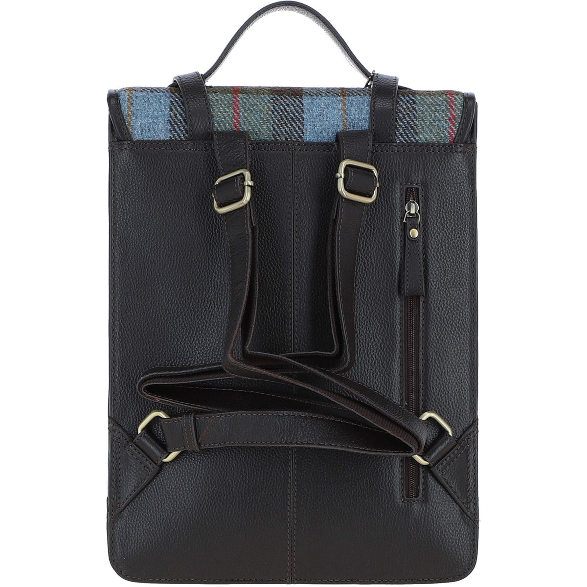 Leather & Harris Tweed Large Twist Lock Backpack – Brown / Macleod, view 3