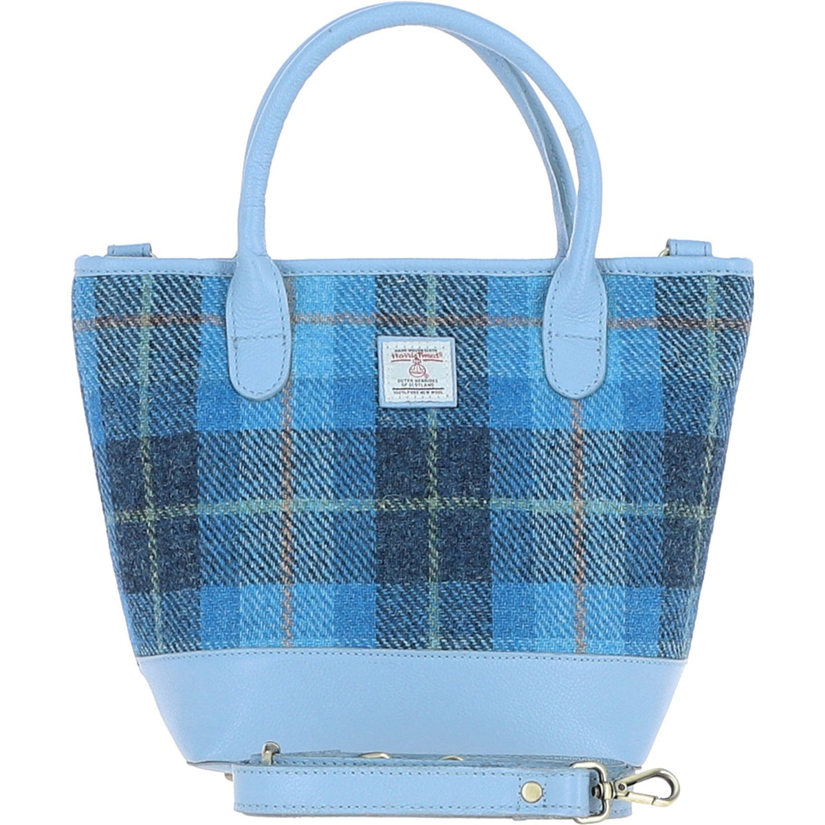 Leather & Harris Tweed Large Grab Bag – Baby-blue / Blue, view 1
