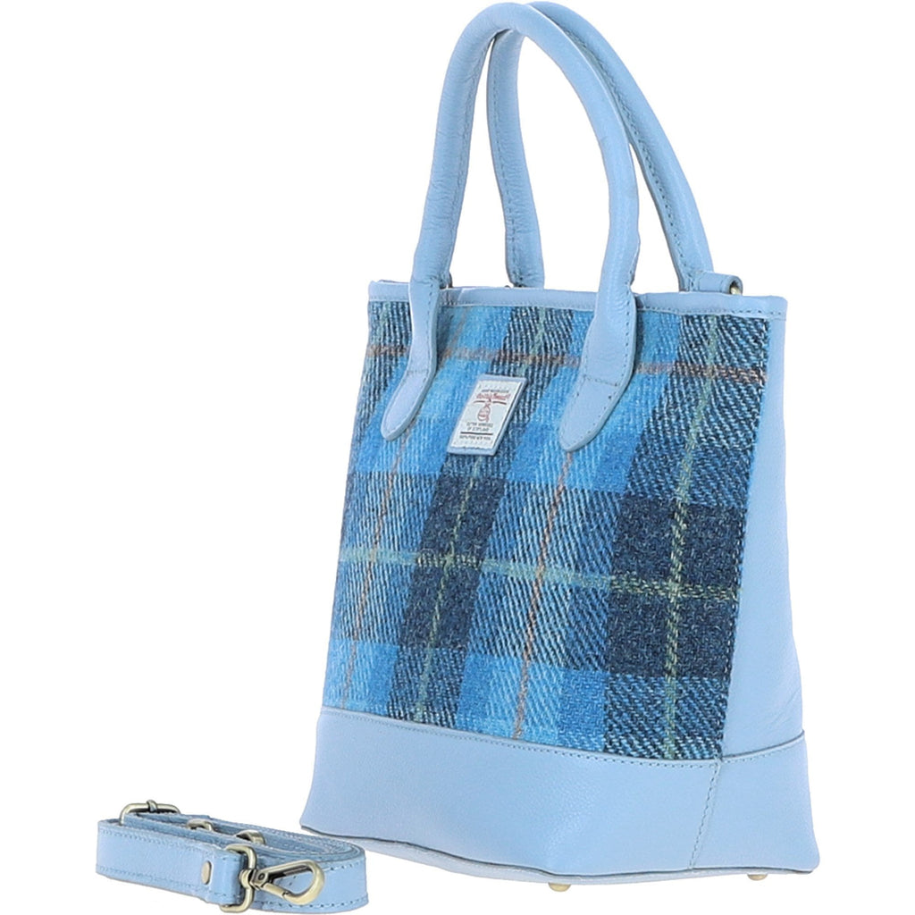 Leather & Harris Tweed Large Grab Bag – Baby-blue / Blue, view 2