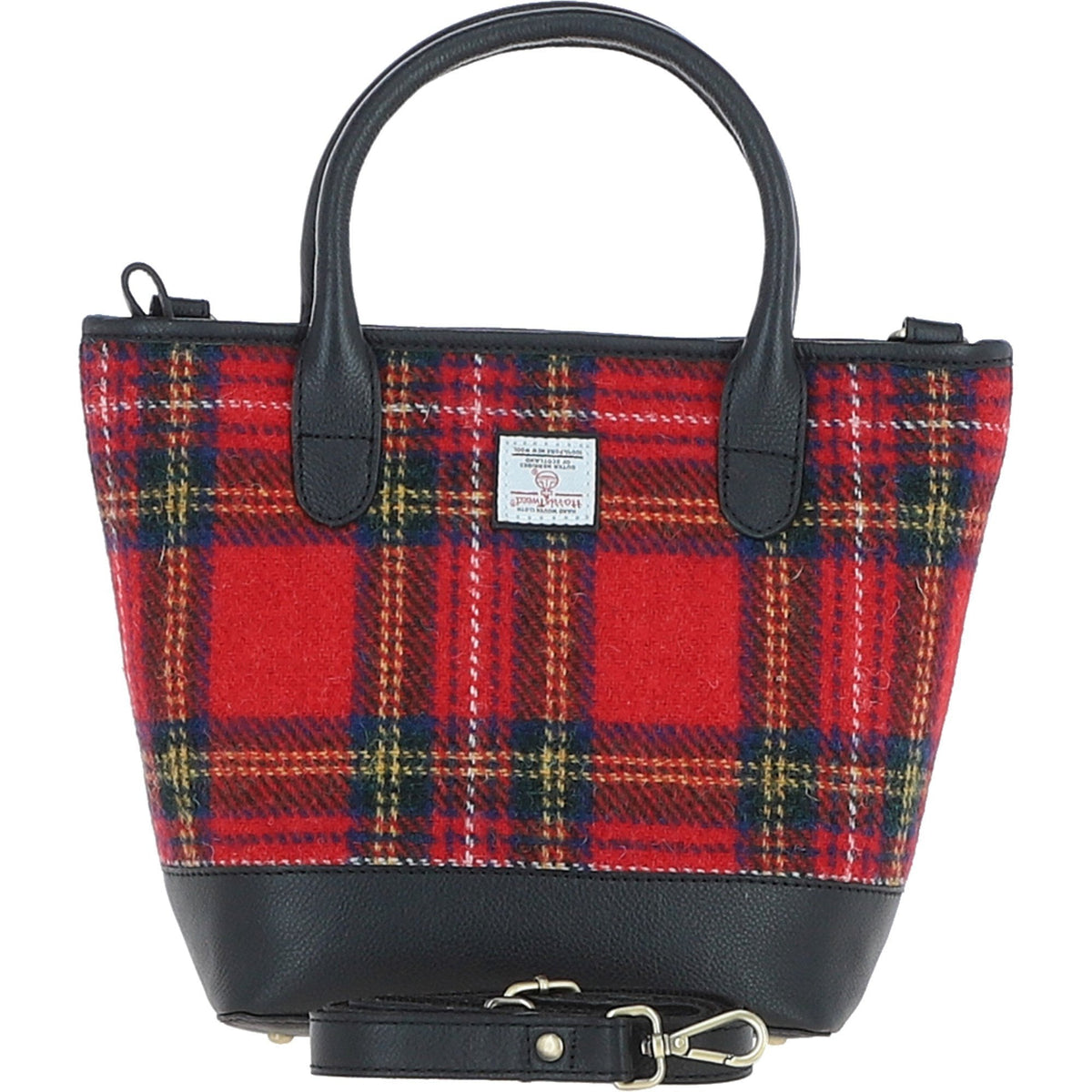 Leather & Harris Tweed Large Grab Bag – Black / Red, view 1
