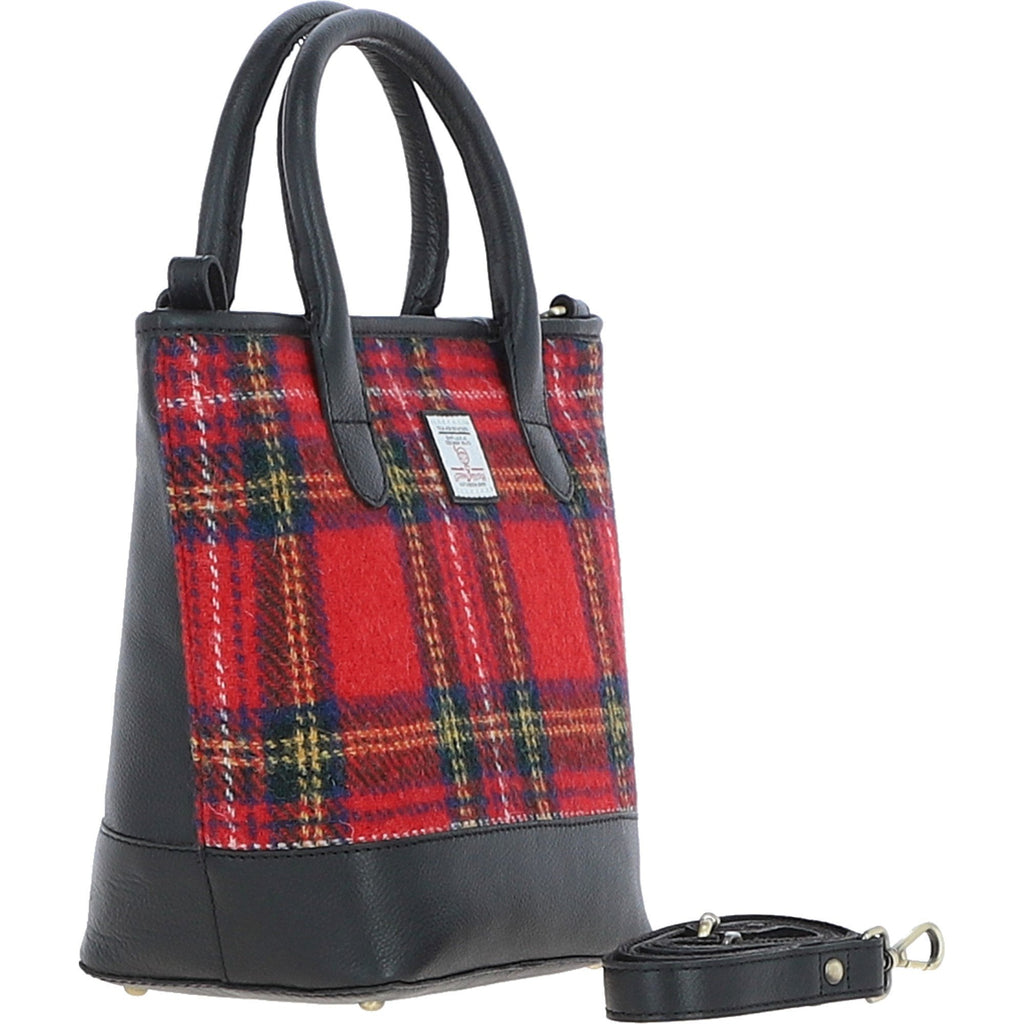 Leather & Harris Tweed Large Grab Bag – Black / Red, view 4