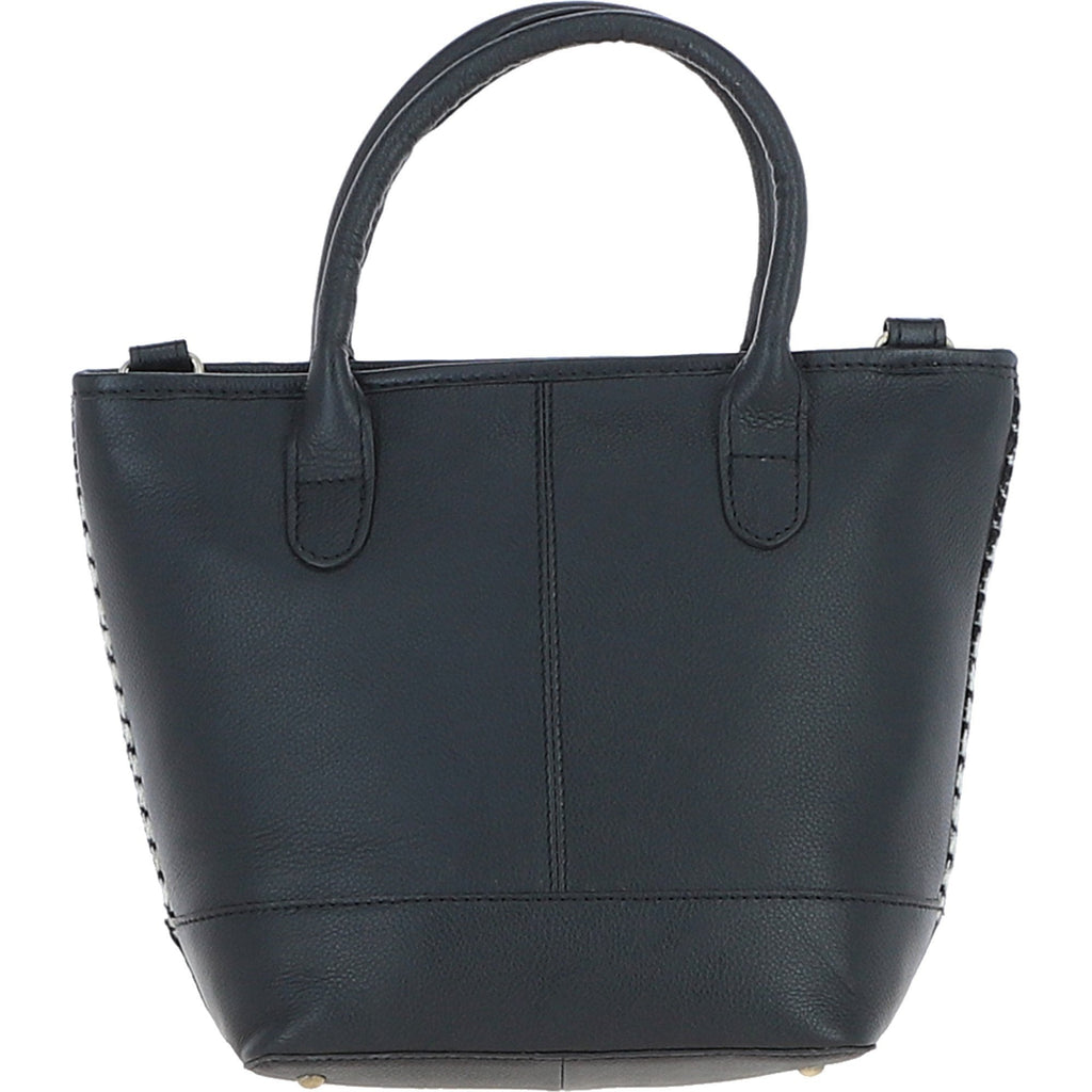 Leather & Harris Tweed Large Grab Bag – Black / White, view 3