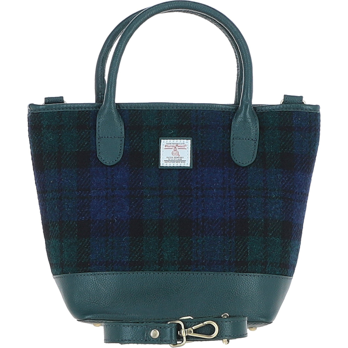 Leather & Harris Tweed Large Grab Bag – Green / Watch, view 1