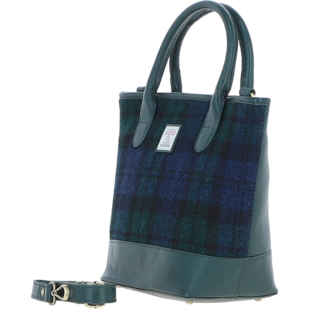 Leather & Harris Tweed Large Grab Bag – Green / Watch, view 2