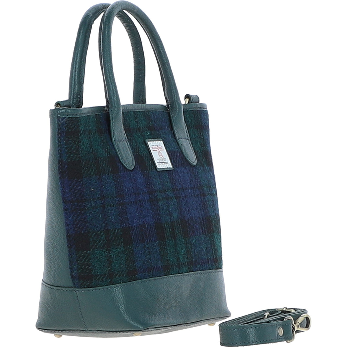 Leather & Harris Tweed Large Grab Bag – Green / Watch, view 4