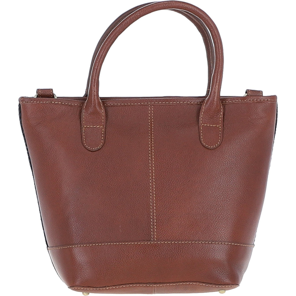 Leather & Harris Tweed Large Grab Bag – Tan / Navy, view 3