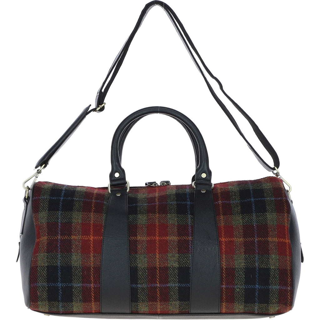 Leather & Harris Tweed Large Holdall – Black / Green / Red, view 3