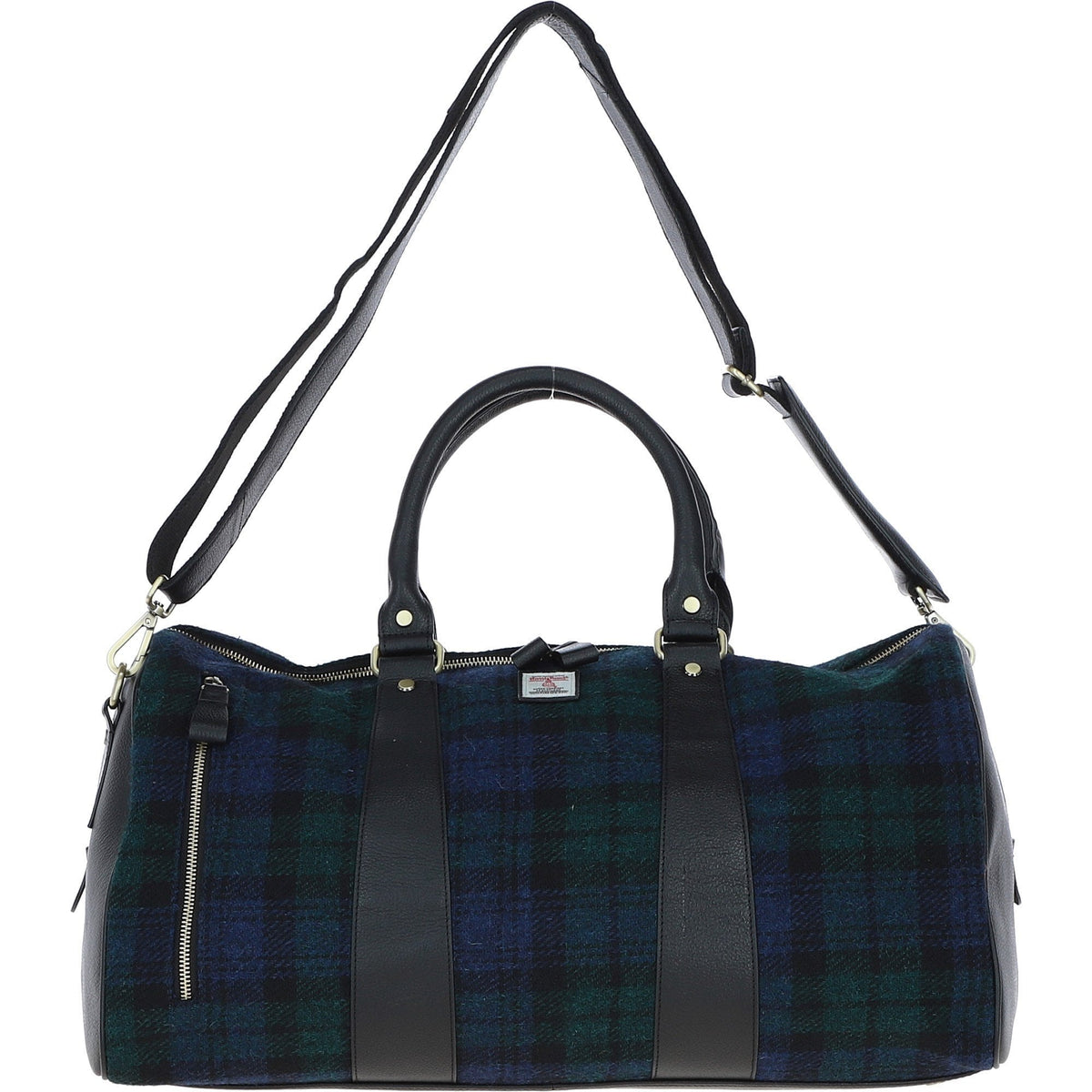 Leather & Harris Tweed Large Holdall – Black / Watch, view 1