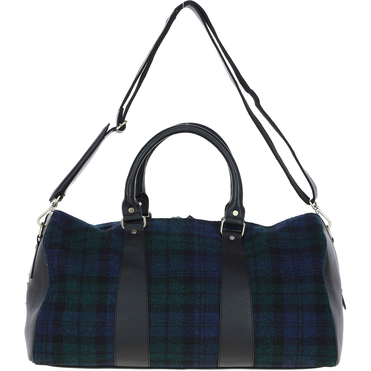 Leather & Harris Tweed Large Holdall – Black / Watch, view 3