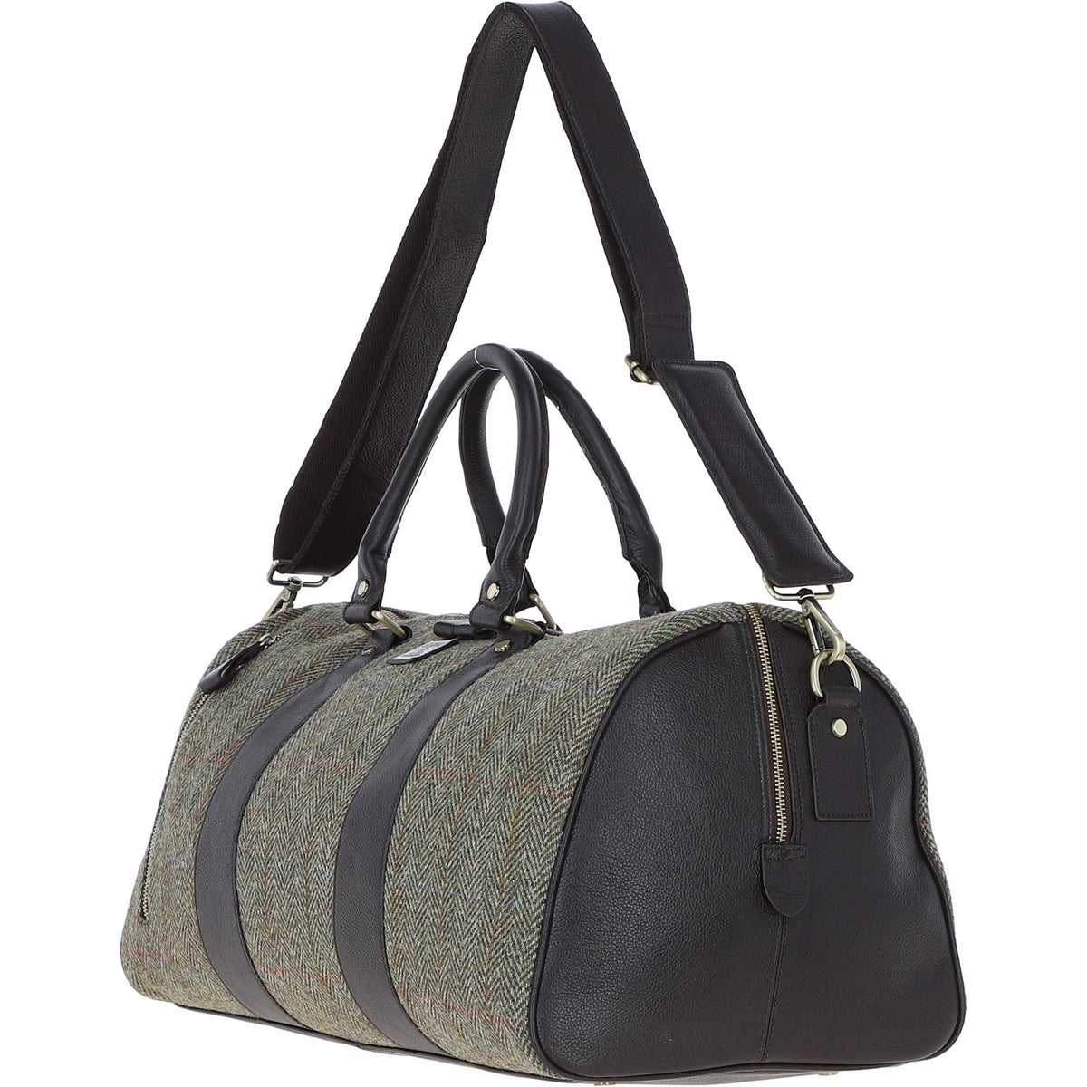 Leather & Harris Tweed Large Holdall – Brown / Green, view 2