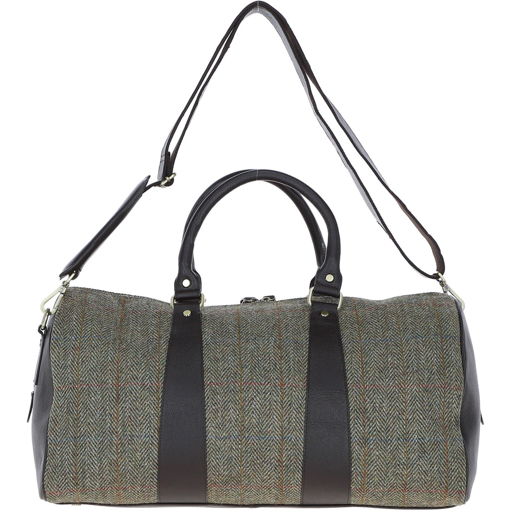 Leather & Harris Tweed Large Holdall – Brown / Green, view 3