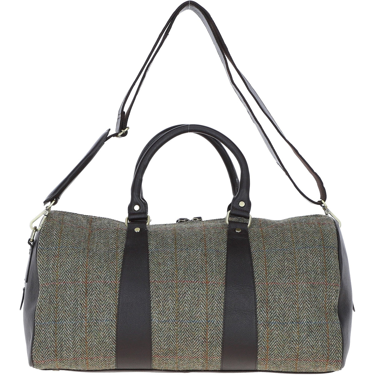 Leather & Harris Tweed Large Holdall – Brown / Green, view 3