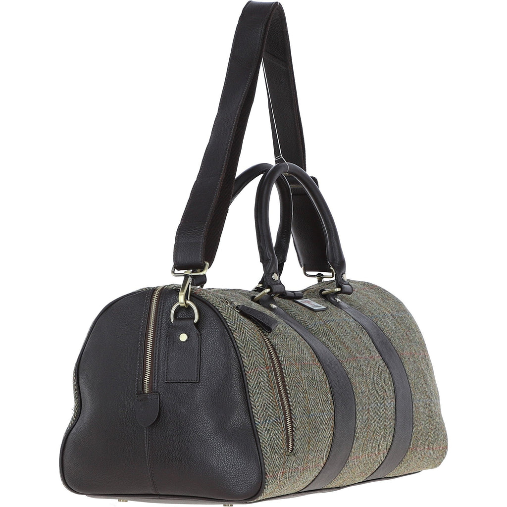 Leather & Harris Tweed Large Holdall – Brown / Green, view 4