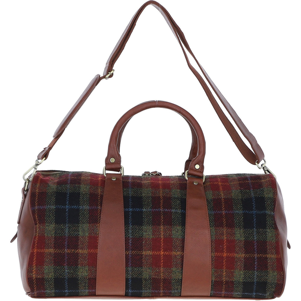 Leather & Harris Tweed Large Holdall – Tan / Green / Red, view 3