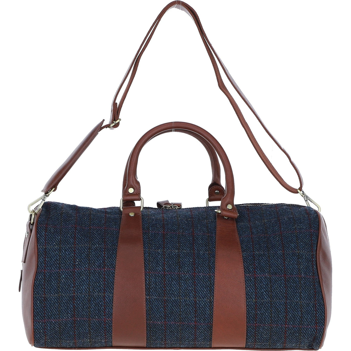 Leather & Harris Tweed Large Holdall – Tan / Navy, view 3