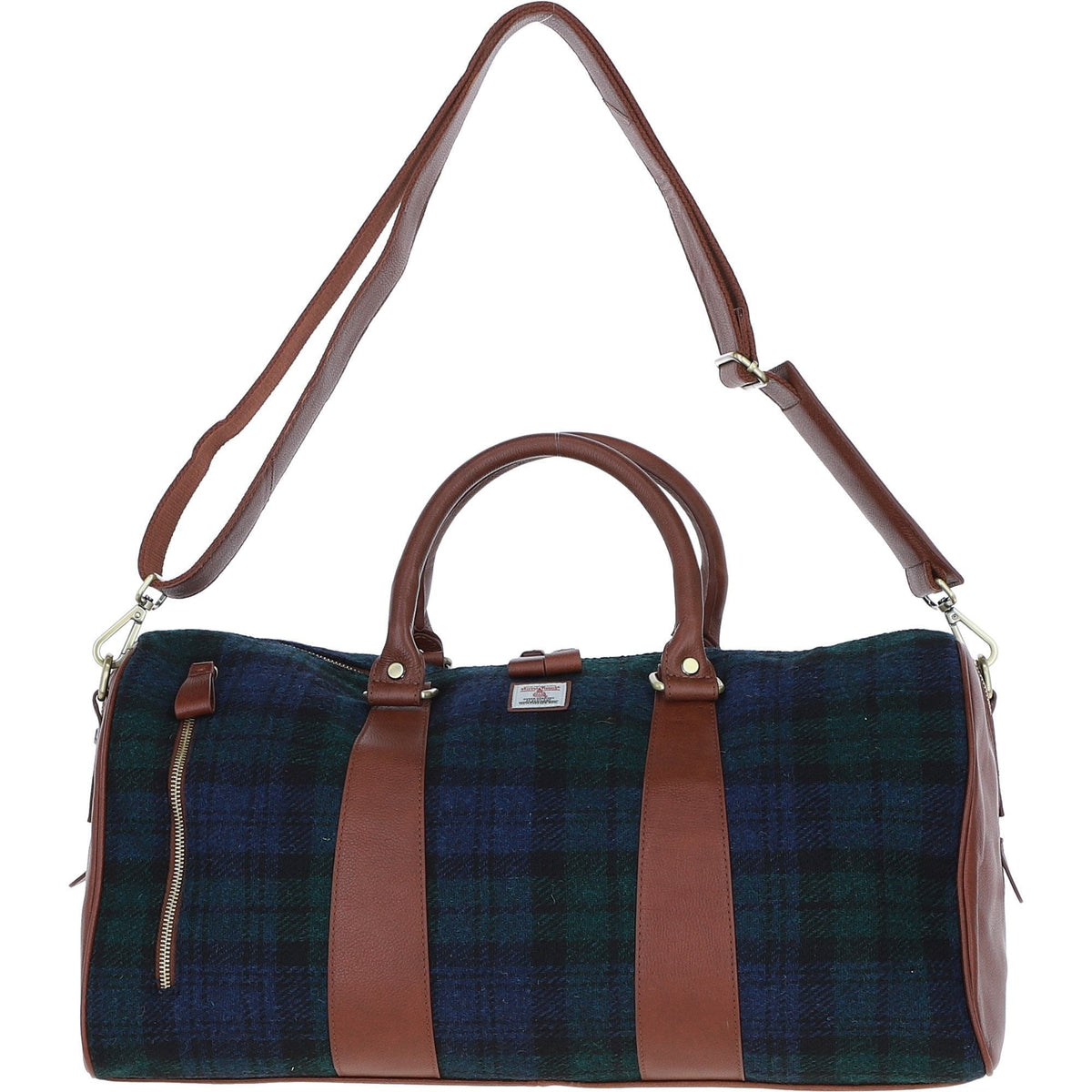 Leather & Harris Tweed Large Holdall – Tan / Watch, view 1