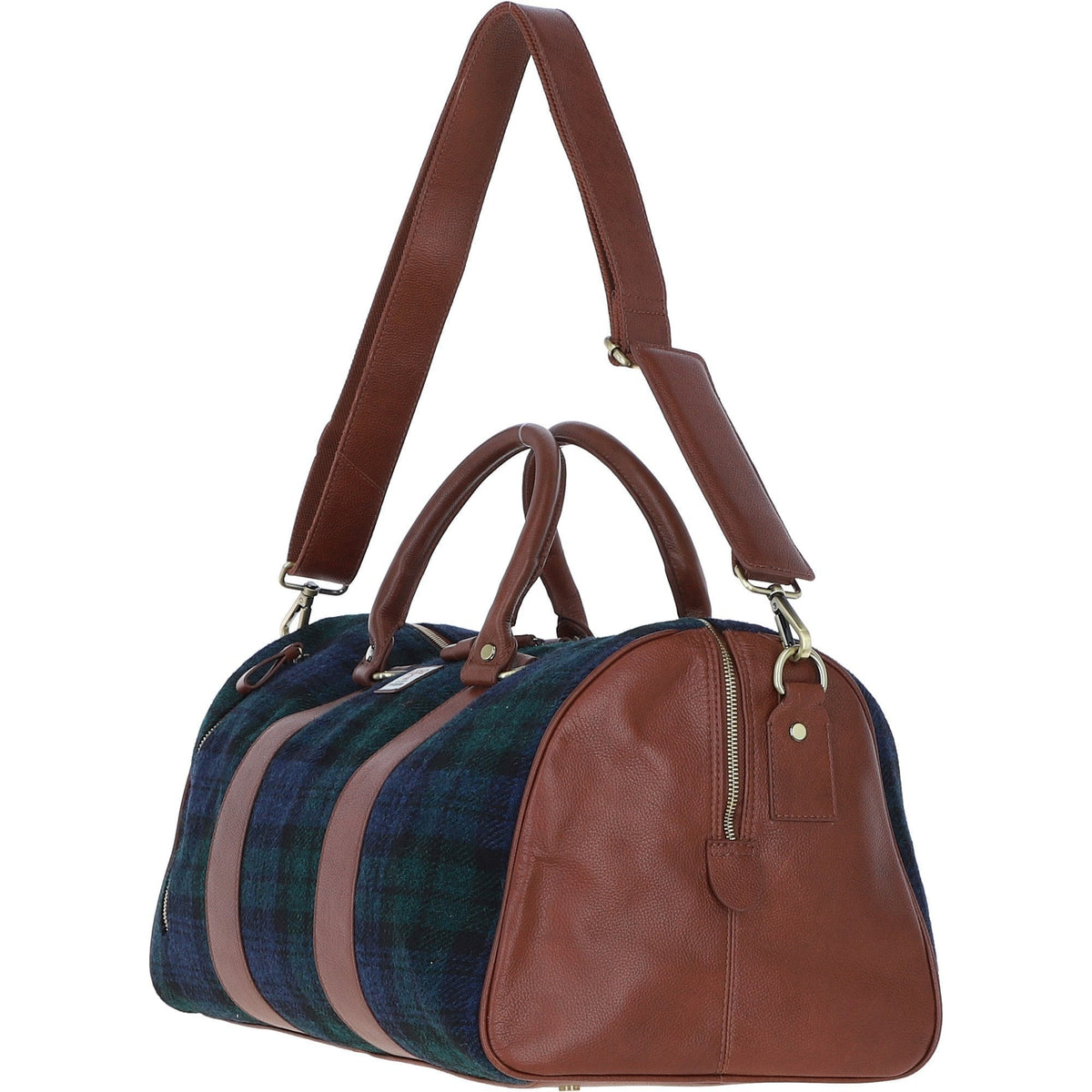 Leather & Harris Tweed Large Holdall – Tan / Watch, view 2
