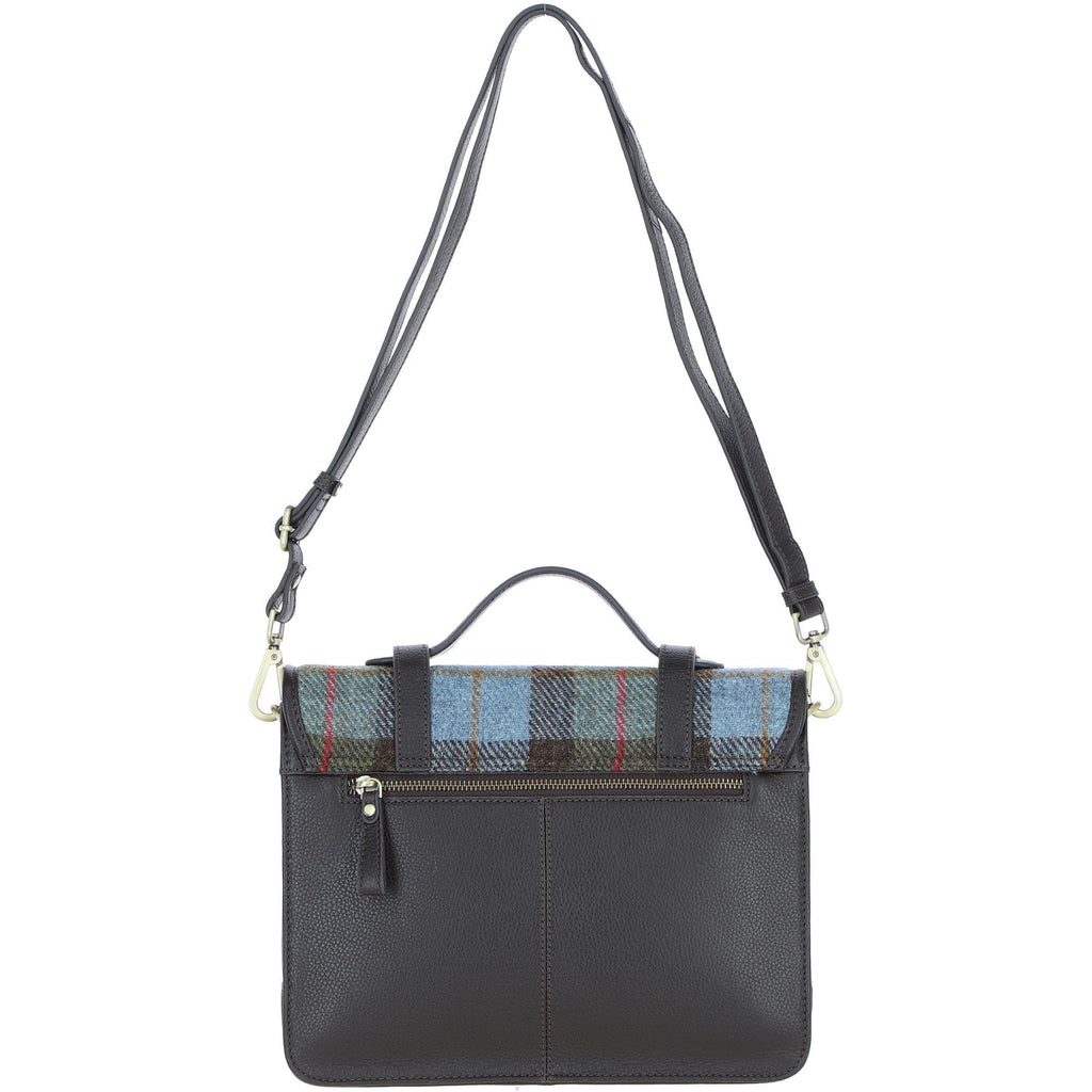 Leather & Harris Tweed Large Twist Lock Satchel – Brown / Macleod, view 3