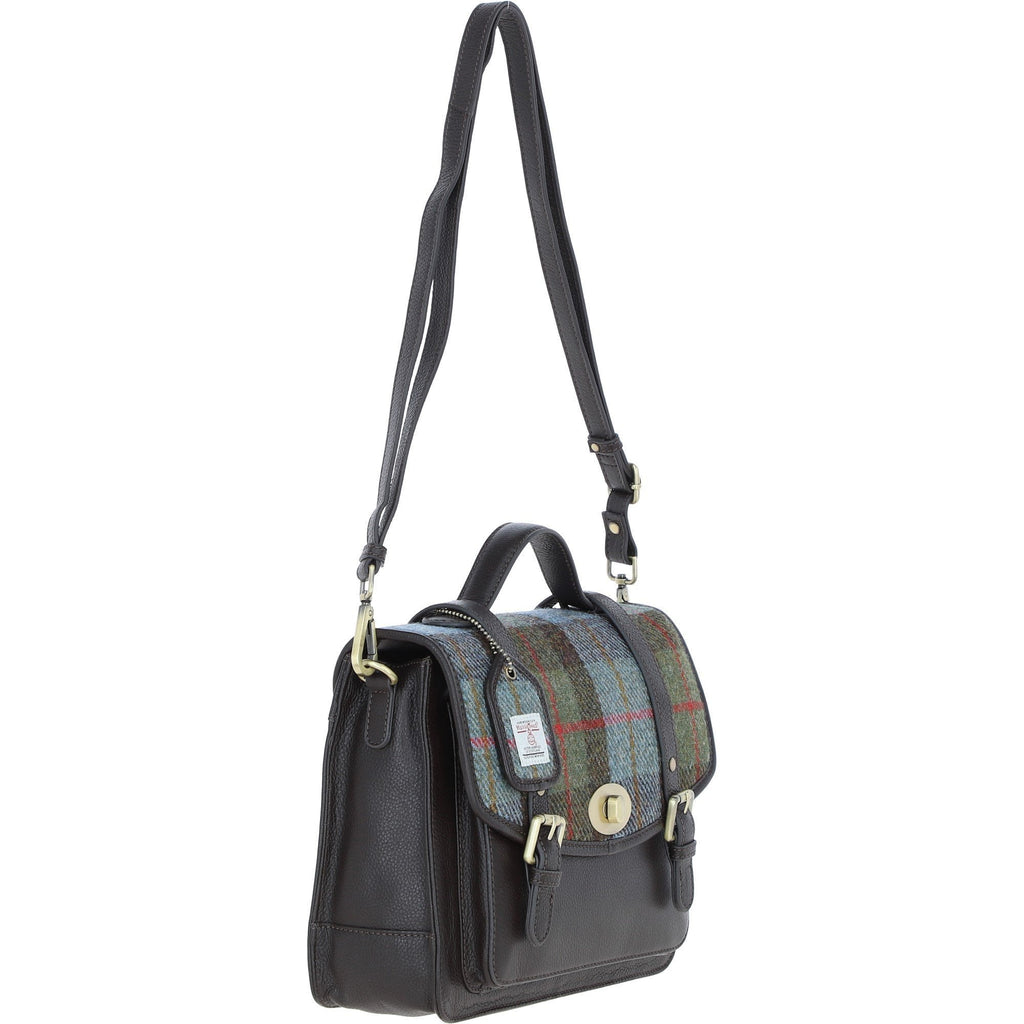 Leather & Harris Tweed Large Twist Lock Satchel – Brown / Macleod, view 4