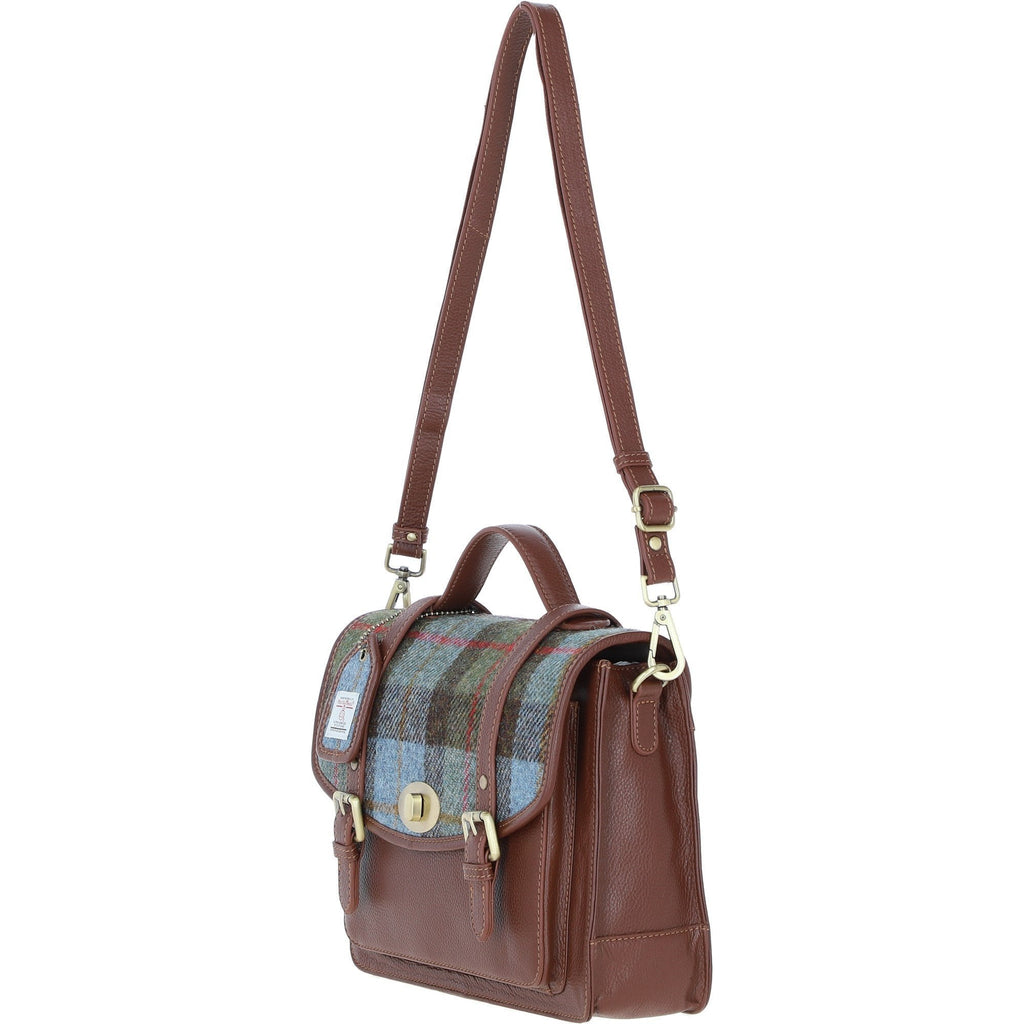 Leather & Harris Tweed Large Twist Lock Satchel – Tann / Macleod, view 2