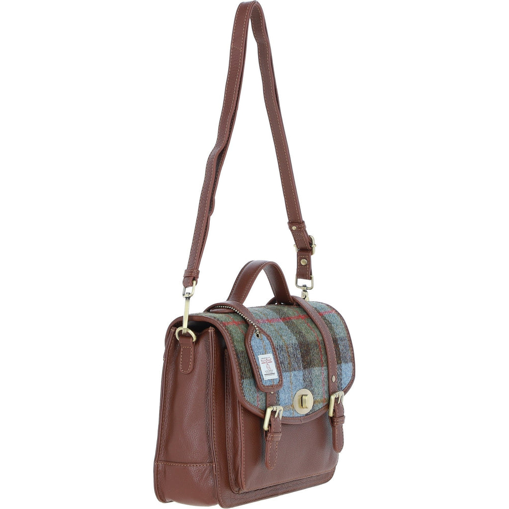 Leather & Harris Tweed Large Twist Lock Satchel – Tann / Macleod, view 4