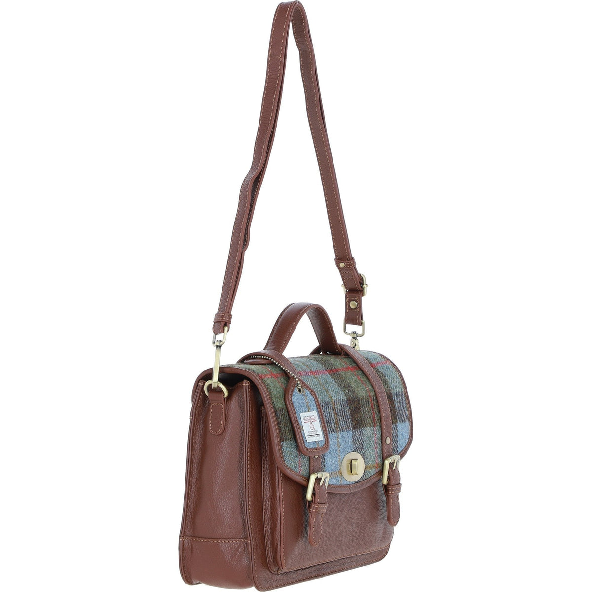 Leather & Harris Tweed Large Twist Lock Satchel – Tann / Macleod, view 4