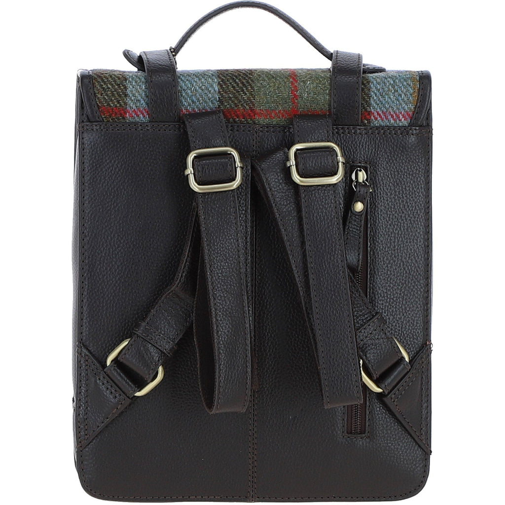 Leather & Harris Tweed Medium Twist Lock Backpack – Brown / Macleod, view 4