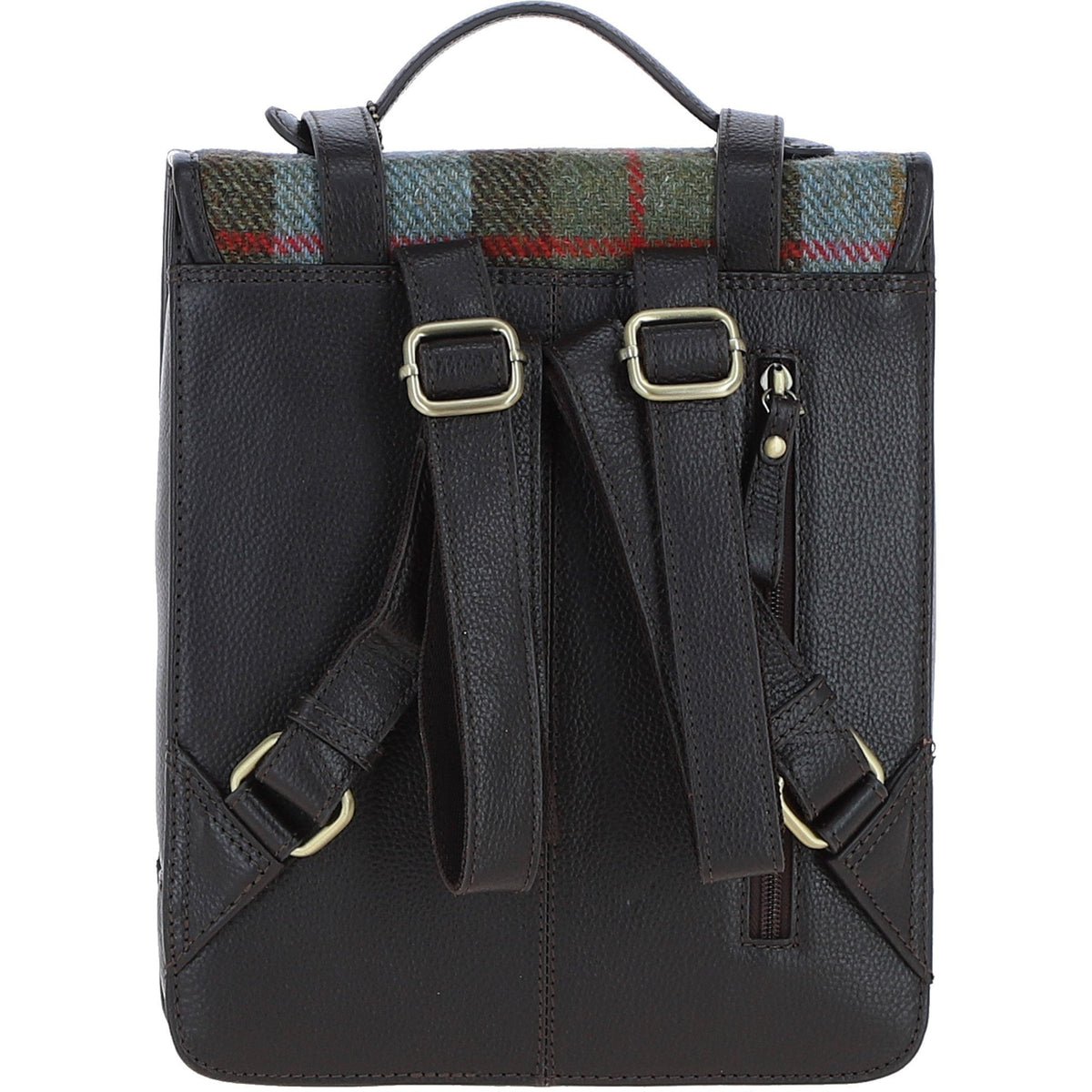 Leather & Harris Tweed Medium Twist Lock Backpack – Brown / Macleod, view 4