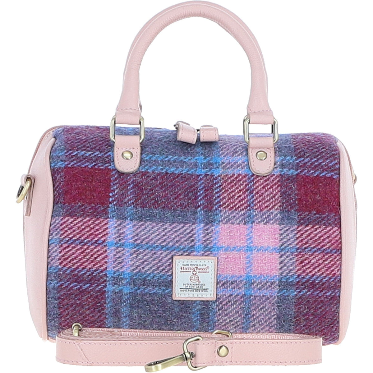 Leather & Harris Tweed Medium Barrel Bag – Baby-pink / Pink, view 1
