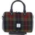 Leather & Harris Tweed Medium Barrel Bag – Black / Green / Red, view 1