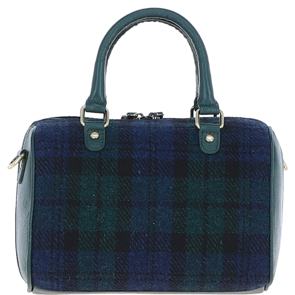 Leather & Harris Tweed Medium Barrel Bag – Green / Watch, view 3