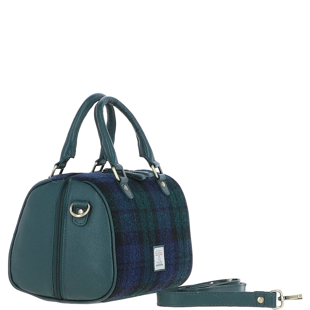 Leather & Harris Tweed Medium Barrel Bag – Green / Watch, view 4