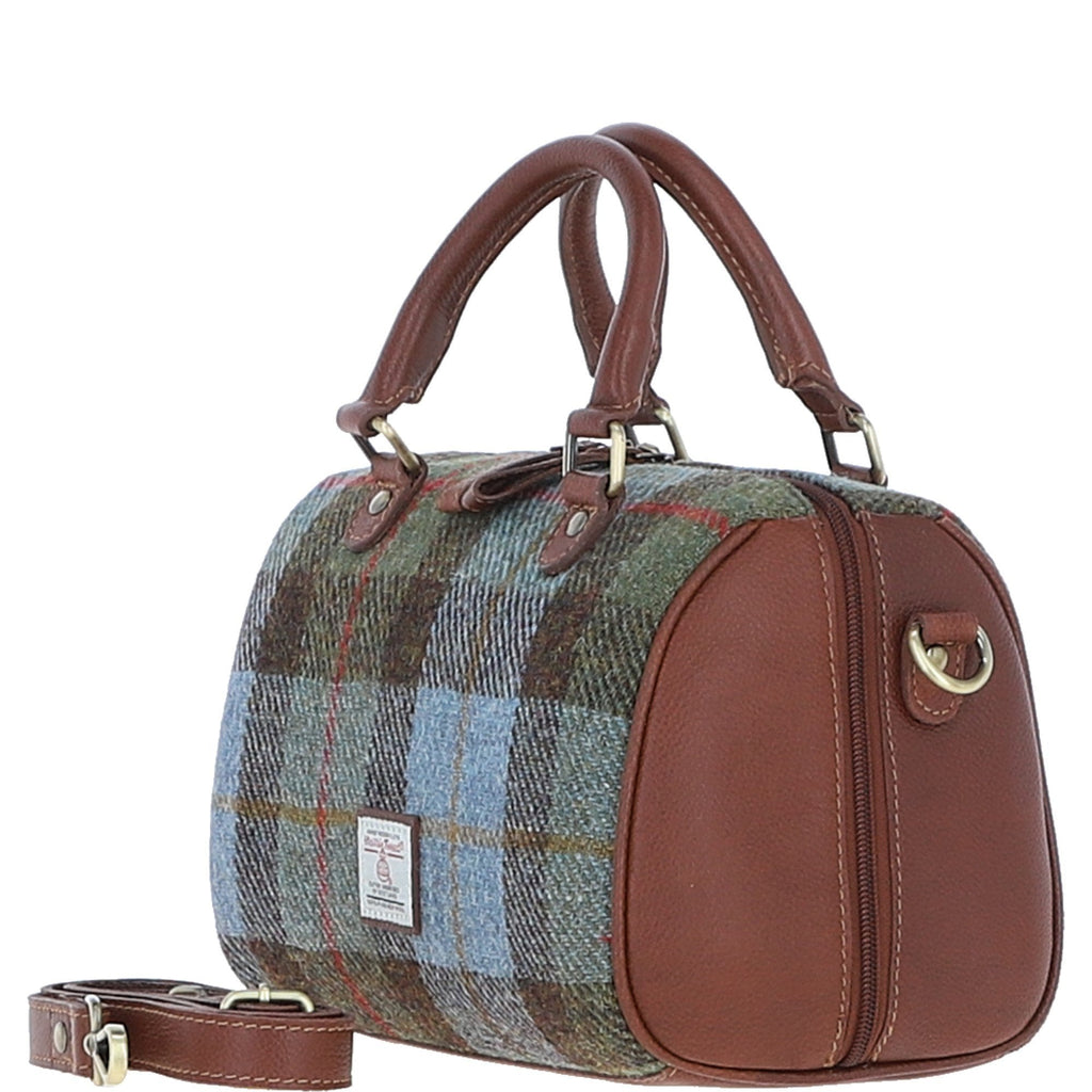 Leather & Harris Tweed Medium Barrel Bag – Tan / Macleod, view 2