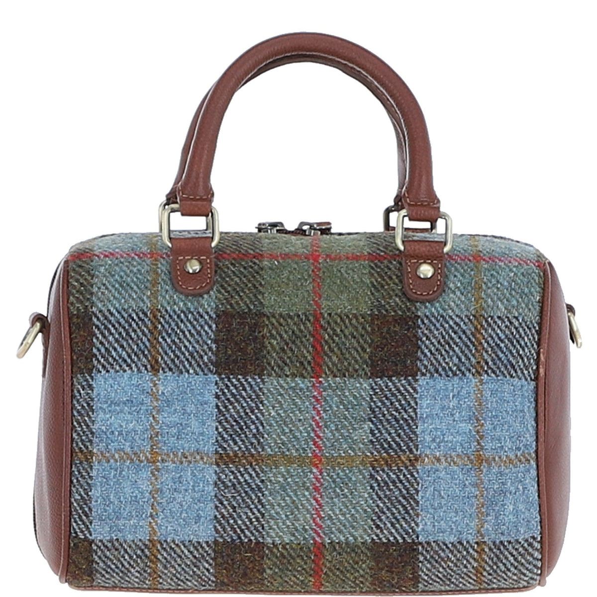 Leather & Harris Tweed Medium Barrel Bag – Tan / Macleod, view 3