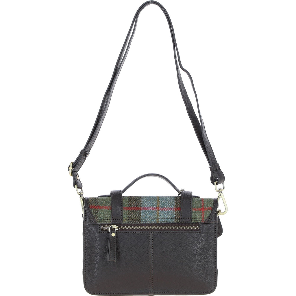 Leather & Harris Tweed Medium Twist Lock Satchel – Brown / Macleod, view 3