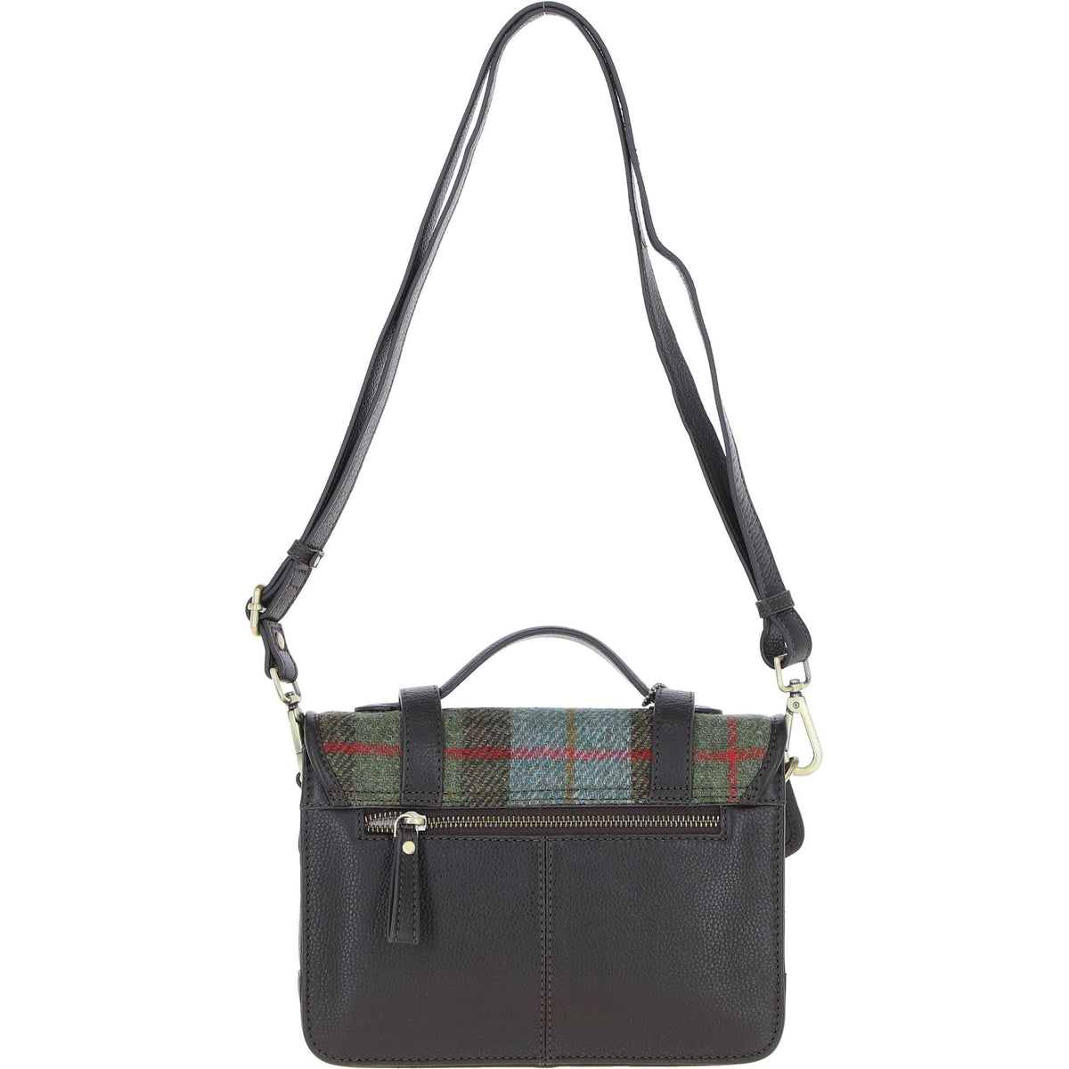 Leather & Harris Tweed Medium Twist Lock Satchel – Brown / Macleod, view 3