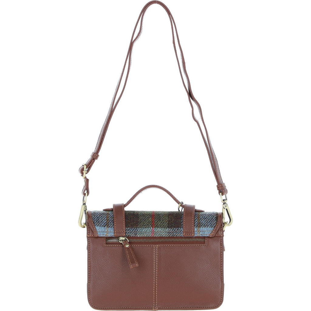 Leather & Harris Tweed Medium Twist Lock Satchel – Tan / Macleod, view 3