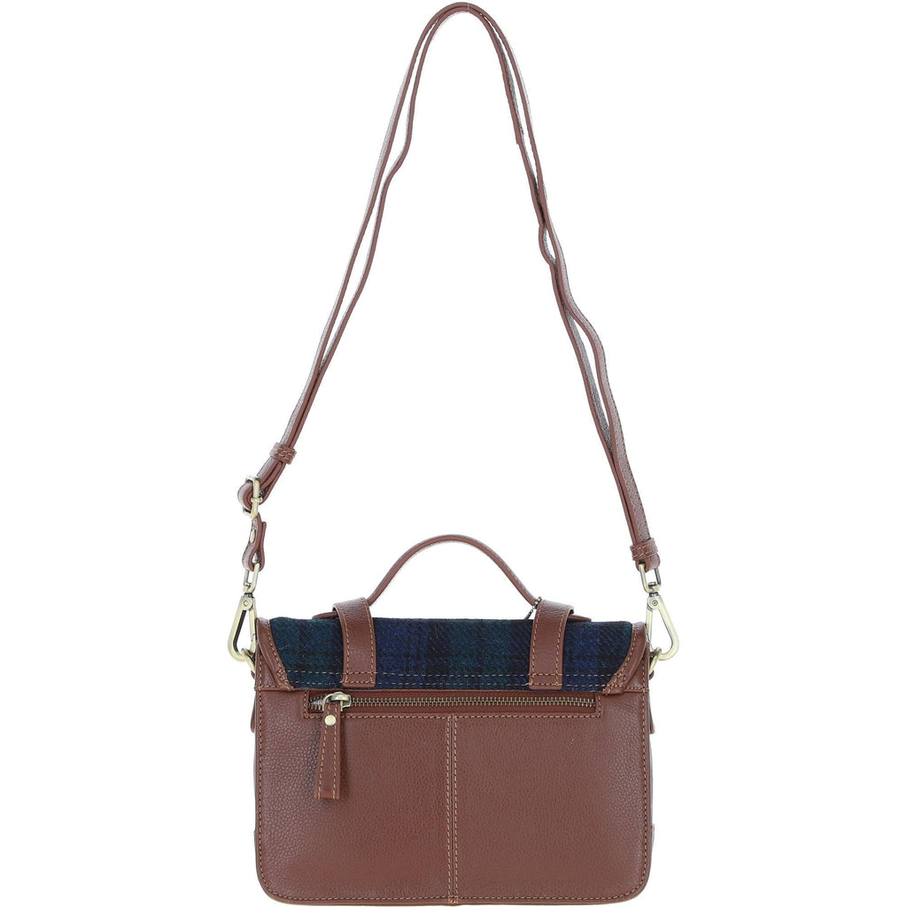 Leather & Harris Tweed Medium Twist Lock Satchel – Tan / Watch, view 3