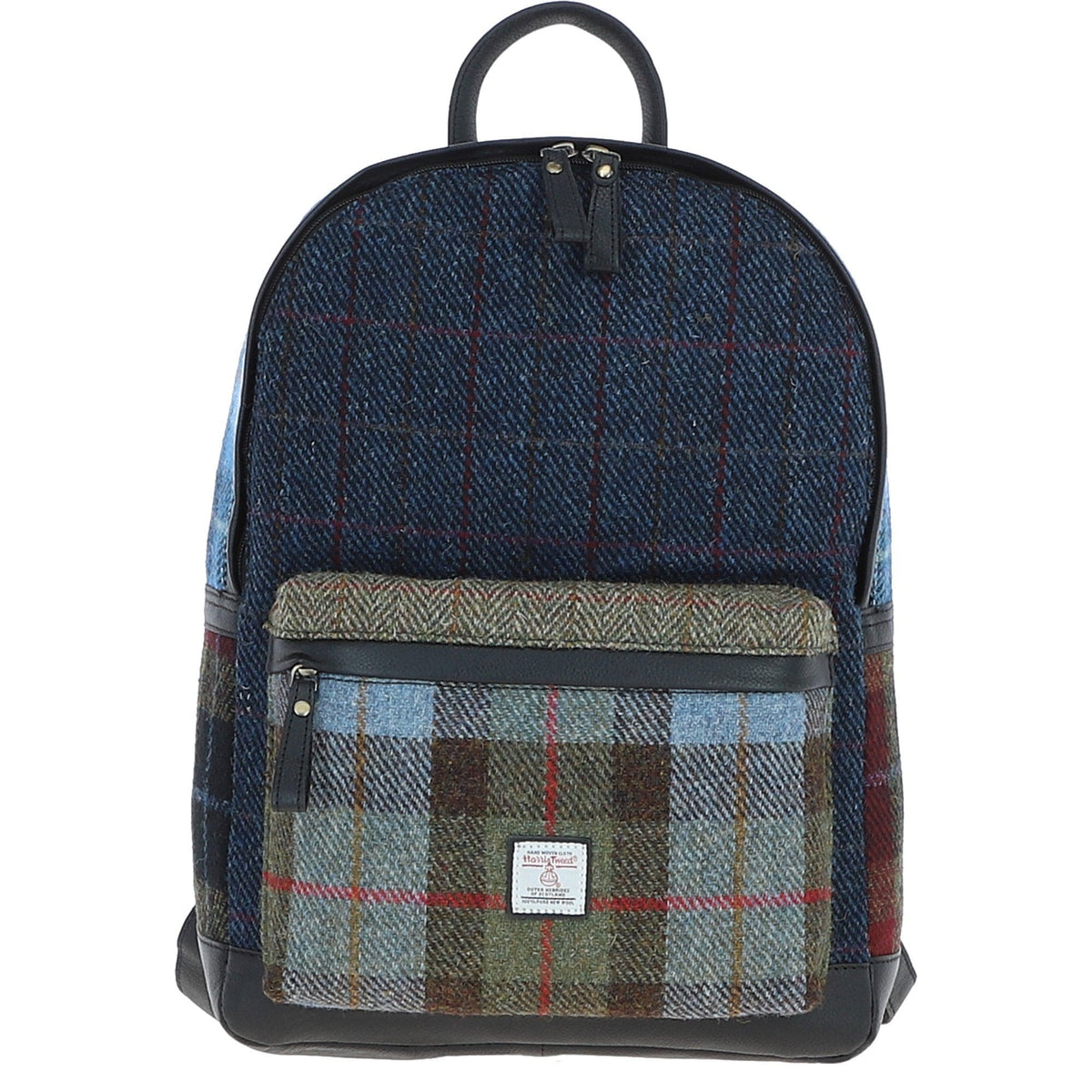Leather & Harris Tweed Patchwork Backpack – Black / Mix, view 1