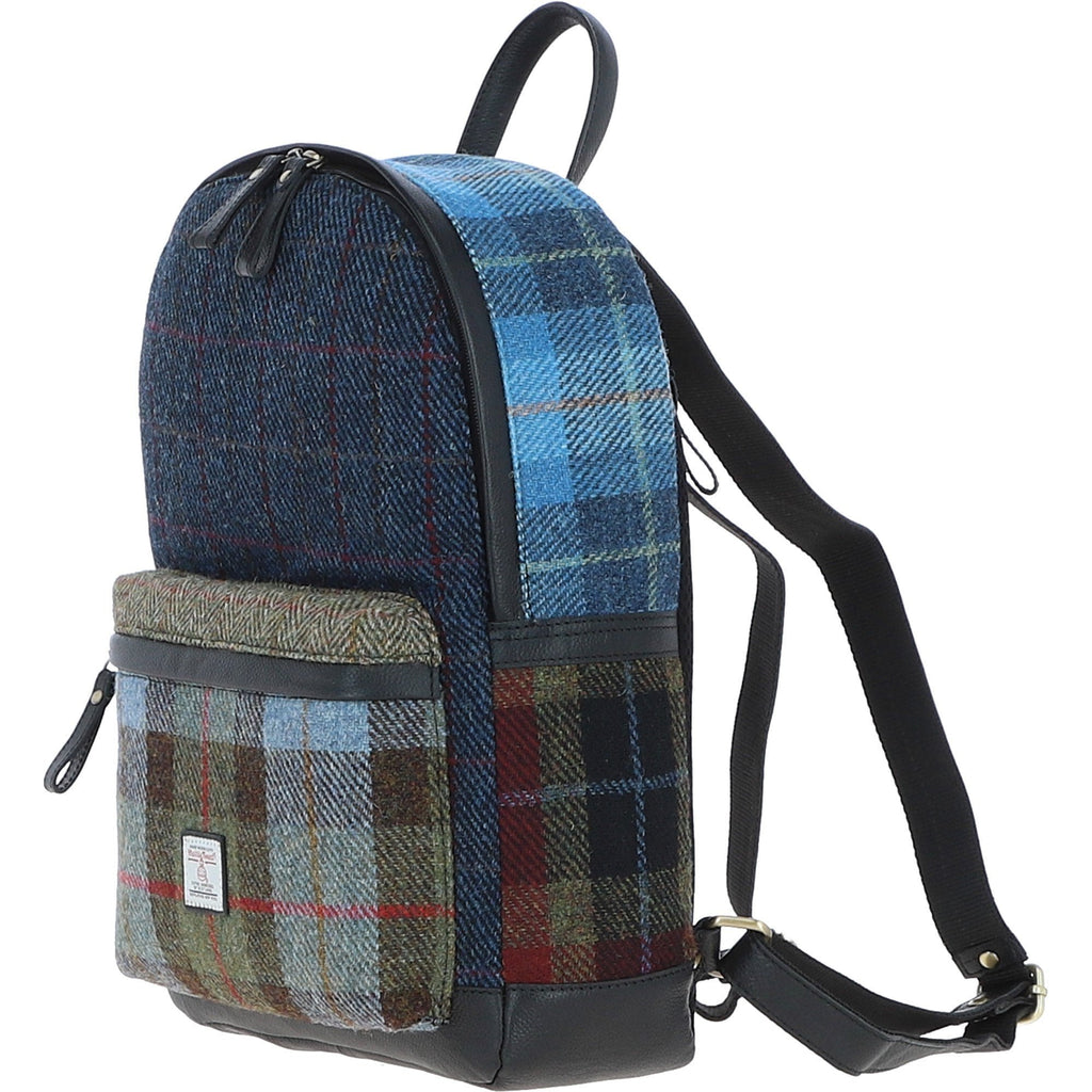 Leather & Harris Tweed Patchwork Backpack – Black / Mix, view 2
