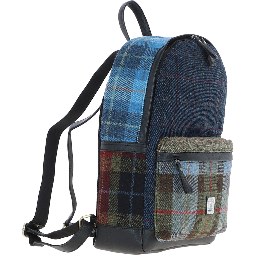 Leather & Harris Tweed Patchwork Backpack – Black / Mix, view 4