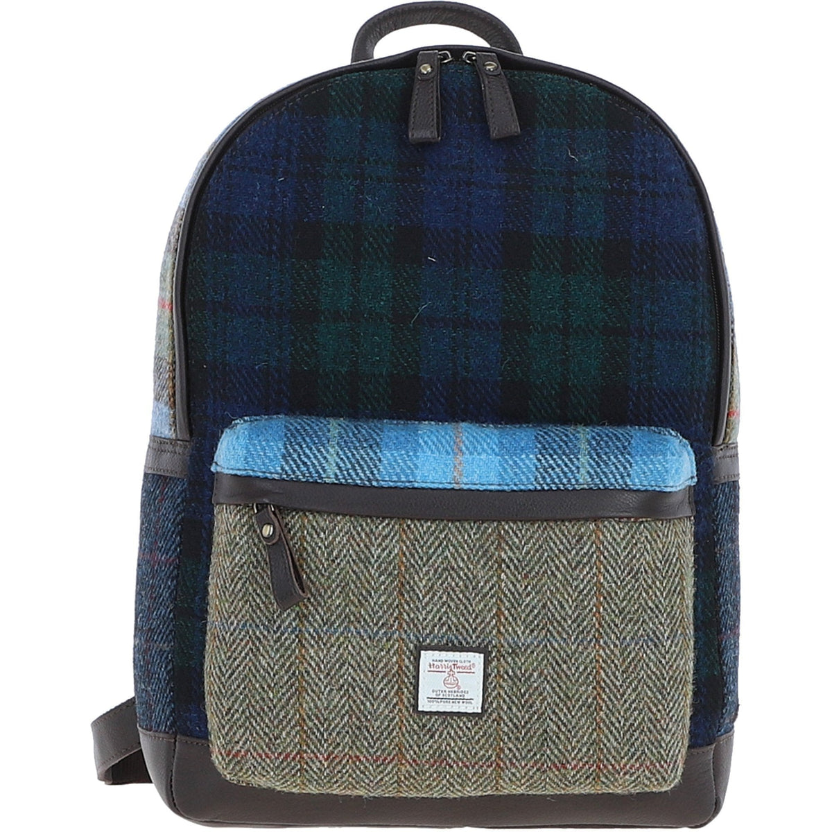 Leather & Harris Tweed Patchwork Backpack – Brown / Mix, view 1